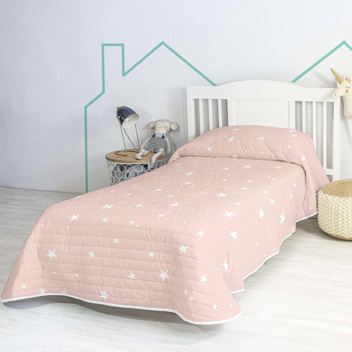 TAGESDECKE little star 200x260 cm (bett 105) rosa - Pink, Textil (200/260cm) - Happy Friday