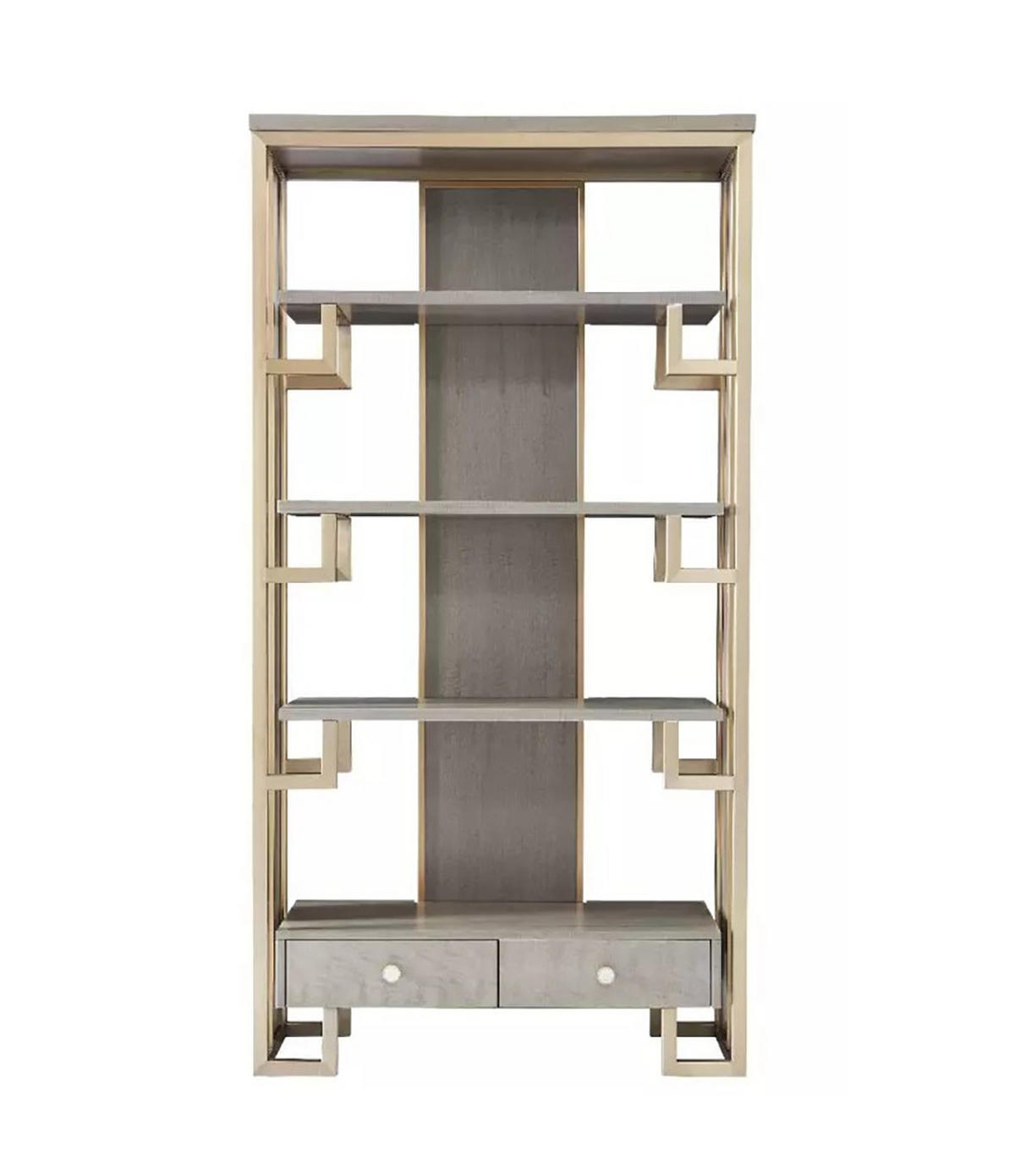BÜCHERREGAL Gold Edelstahl 101x38x193,5 cm - Beige, Holz (38/193.5/101cm) - JVmoebel
