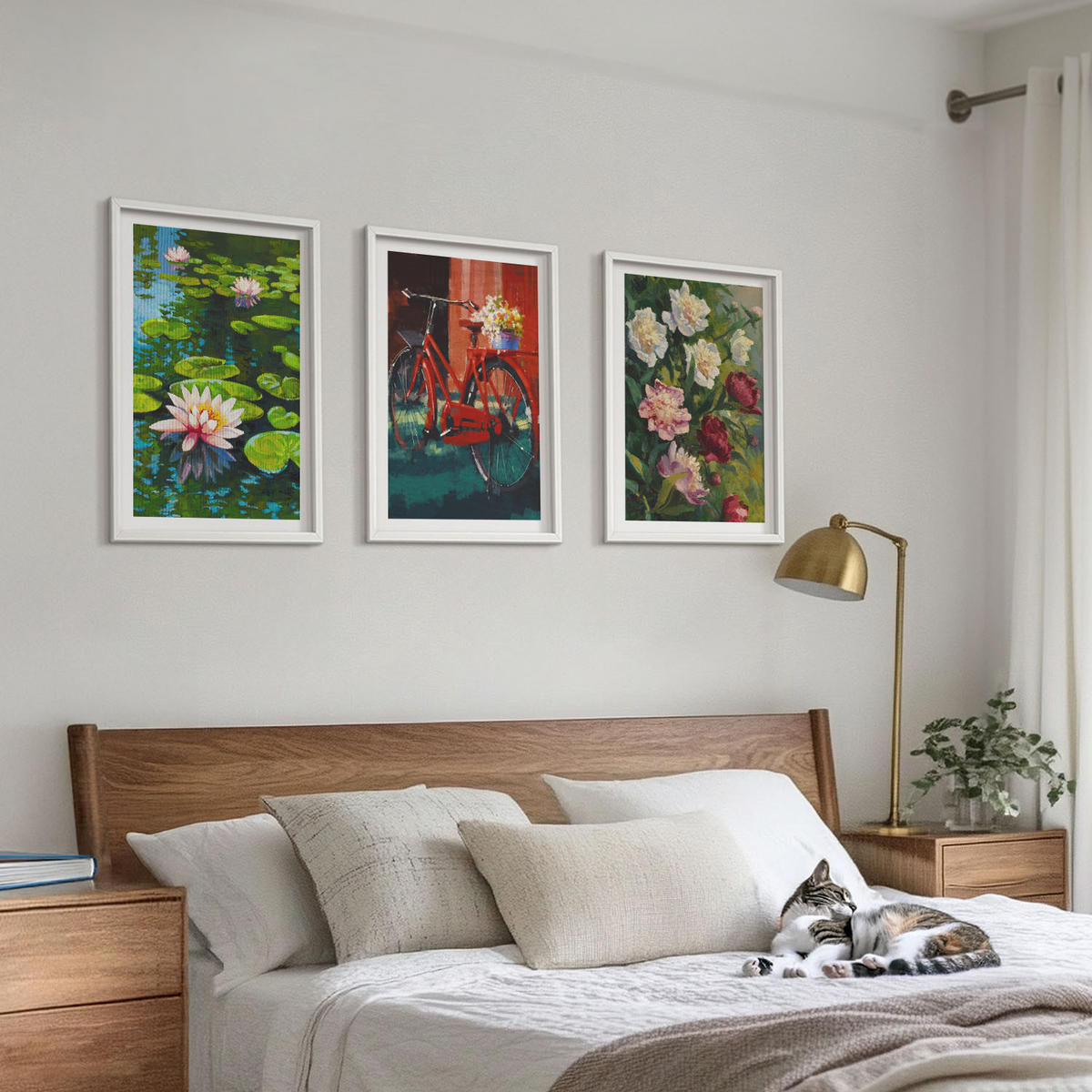 WANDBILDER 3er-Set - 40x60 cm Weißer Rahmen - Lilien im Garten, bunte Blumen - Weiß, Kunststoff (40/60cm) - ArtPrintCave
