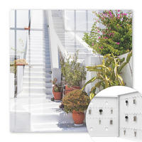 SCHLÜSSELBOX Weiß 30x30 cm – Türöffnung nach rechts - Treppe mit Pflanzen - Weiß, Metall (30/30/5cm) - TULUP