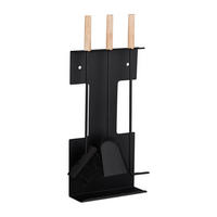 KAMINBESTECK - Schwarz, Holz/Metall (28/66/11cm) - Relaxdays