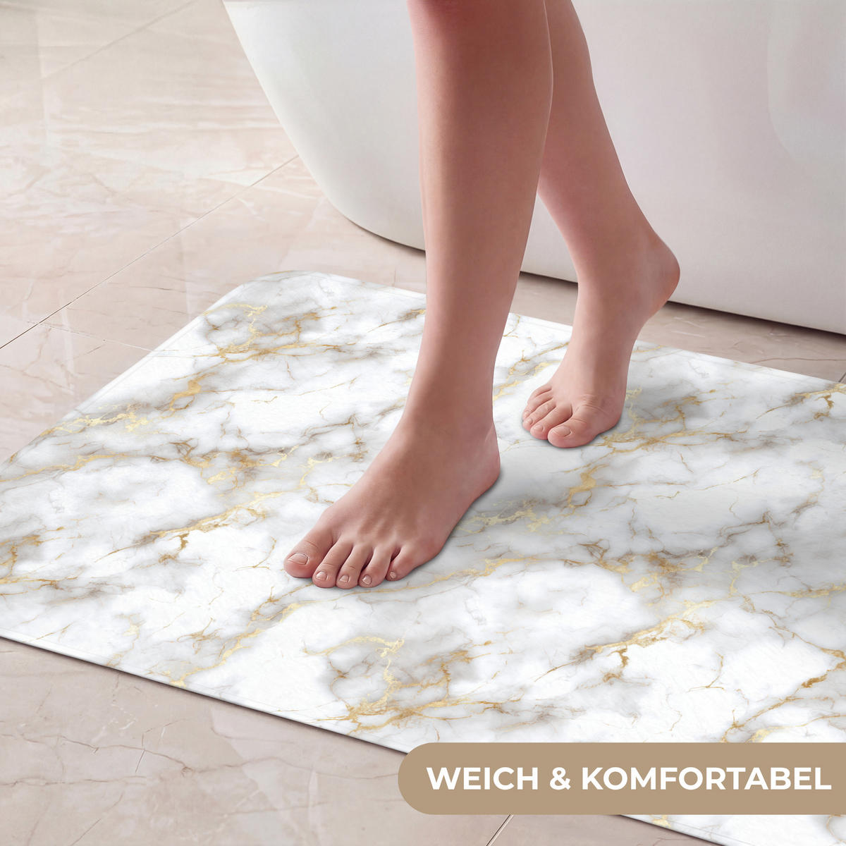 KOUPELNOVÁ PŘEDLOŽKA Zlaté žilky - Mramor - Bílý 80x50 cm - bílá, textil/plast (80/50cm)