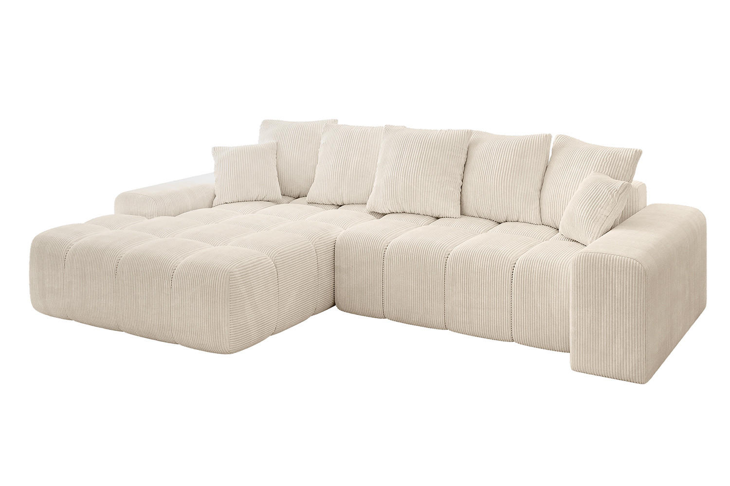 ALTDECOR ROHOVÁ SEDACÍ SOUPRAVA s otomanem vlevo ENSI-L – 267 x 164 x 69 cm, béžová