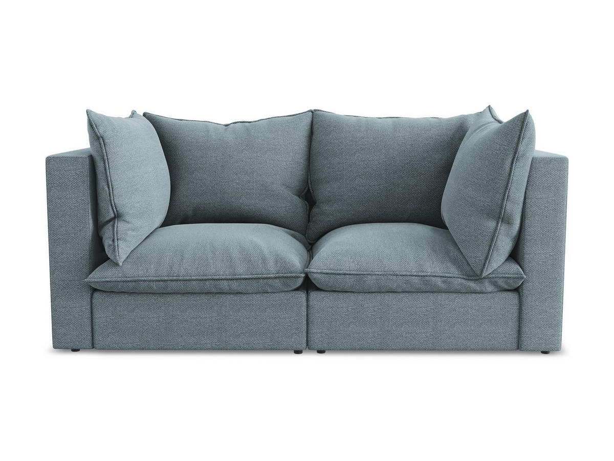 2-SITZER-SOFA Bouclé Stoff Blau - Pastellblau/Schwarz, Holzwerkstoff/Kunststoff (180/77/90cm) - LaMiaSofa