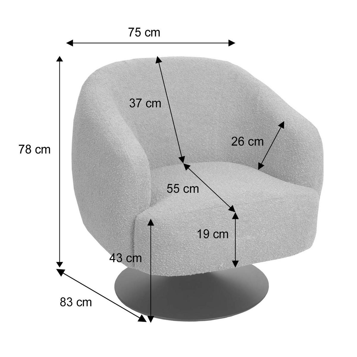 LOUNGE-SESSEL Hellgrau - Hellgrau, Textil (75/78/83cm) - MCW