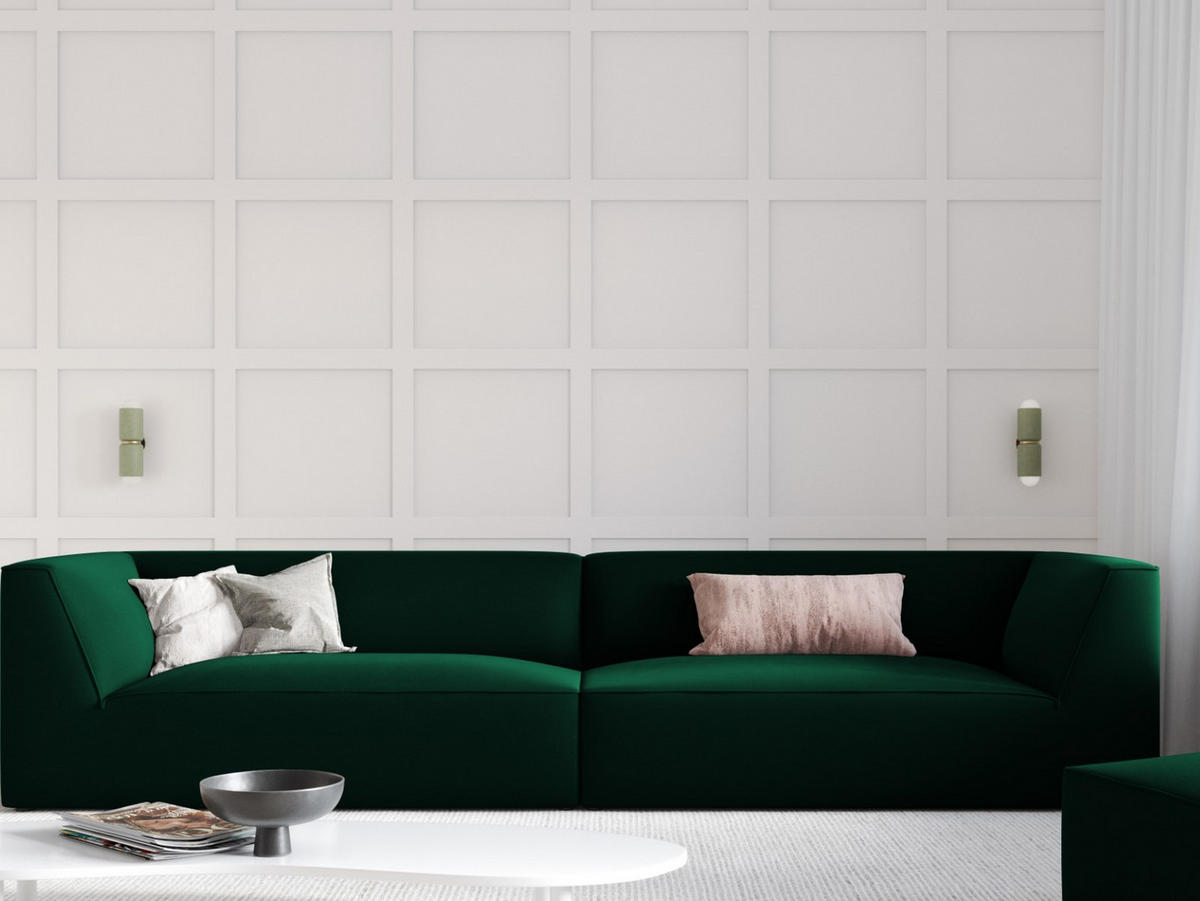 SOFA Ruby aus Samt flaschengrün 4 Sitzplätze - Dunkelgrün, Textil (93/69/302cm) - Micadoni