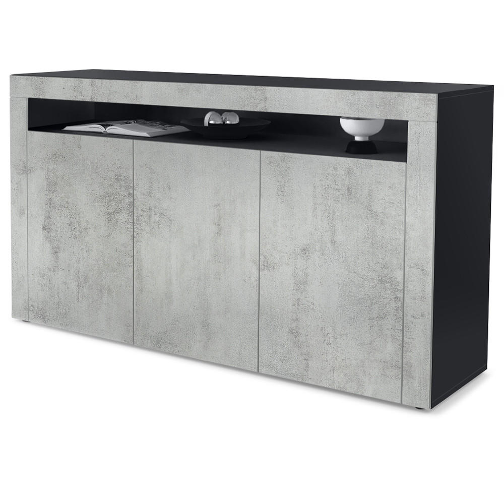 SIDEBOARD Valencia Beton Oxid Optik/ Beton Oxid Optik - Hellgrau, Holzwerkstoff (155/92/40cm) - Vladon