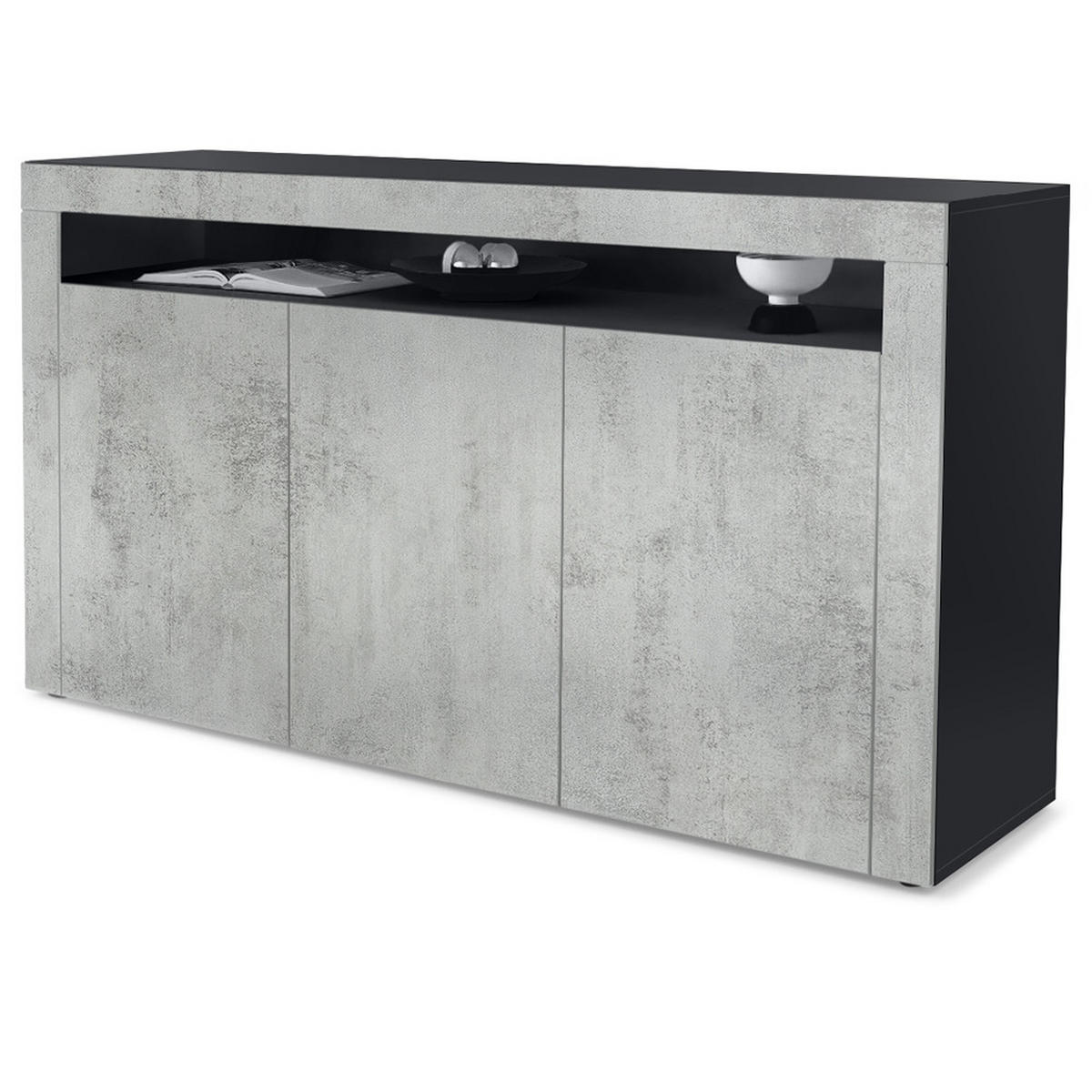 SIDEBOARD Valencia Beton Oxid Optik/ Beton Oxid Optik - Hellgrau, Holzwerkstoff (155/92/40cm) - Vladon