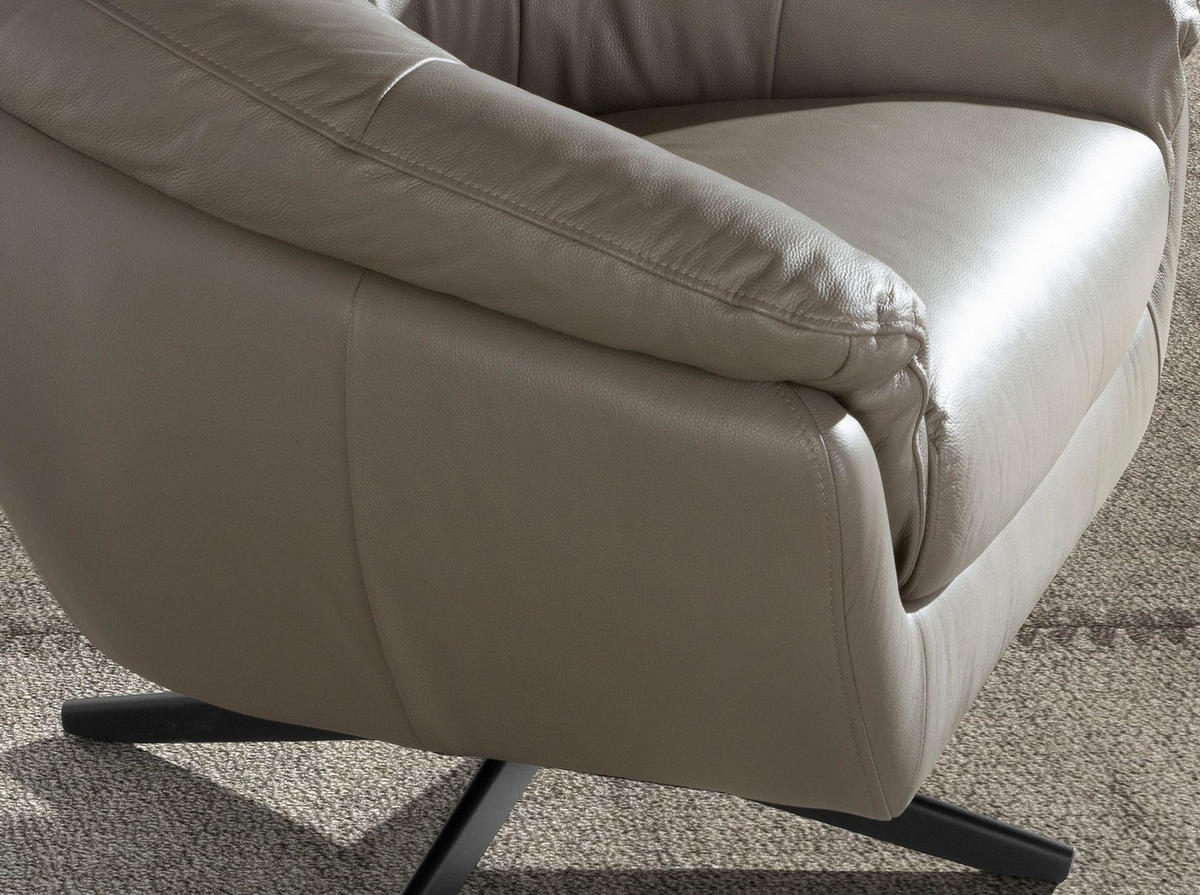 DREHSESSEL Grau Schwarz 87/85/74 cm - Grau, Leder/Metall (87/74/85cm) - ANGEL CERDA