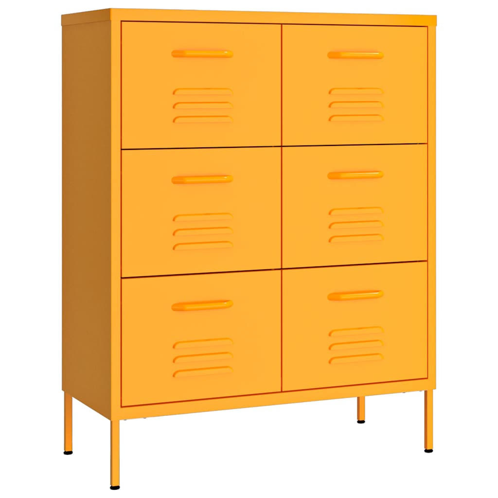 SCHUBLADENSCHRANK Senfgelb 80/35/101,5 Cm Stahl - Gelb, Metall (35/101.5/80cm) - vidaXL