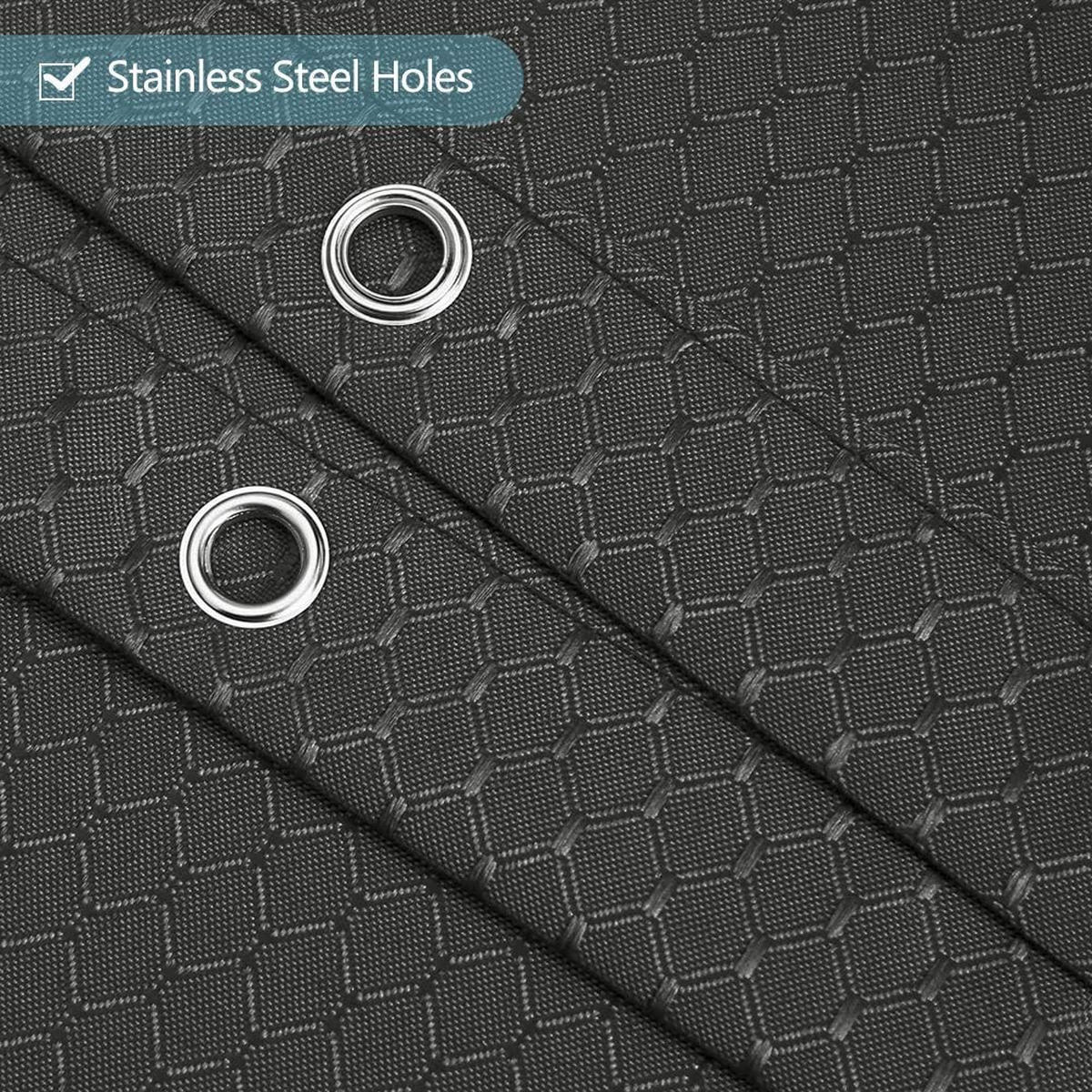 DUSCHVORHANG schimmelresistent Stoff wasserdicht waschbar dick Polyester Dunkelgrau Waffelstruktur für Badewanne mit Haken 80 x 180 cm - Schwarz, Textil (80/180cm) - MCBOSON