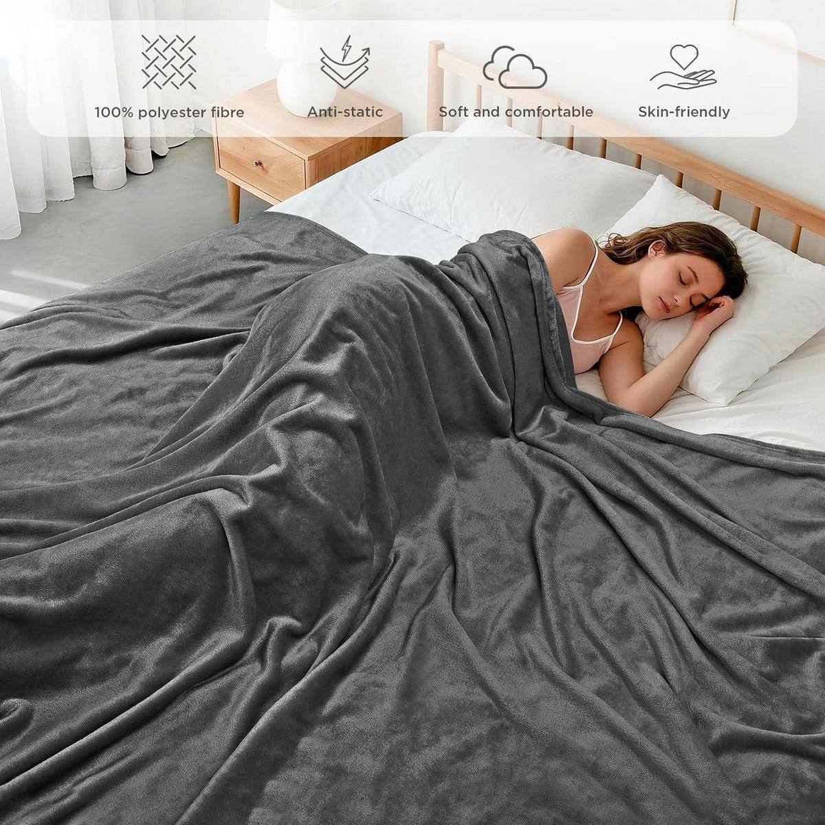 KUSCHELDECKE 150x200 cm Dunkelgrau - Anthrazit, Textil (150/200cm)