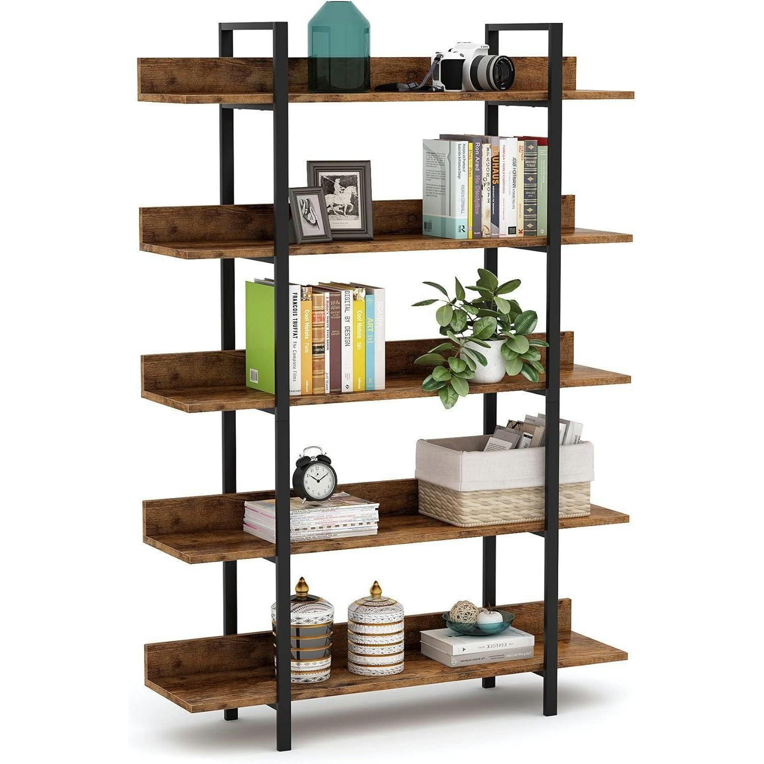BÜCHERREGAL 5 Ebenen Industrie Vintage 105 x 29,5 x 180 cm - Braun, Holzwerkstoff (105/180/33cm)