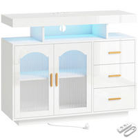 SIDEBOARD MDF Weiß - Weiß Hochglanz/Goldfarben, Holzwerkstoff/Metall (35/80/100cm) - HOMCOM