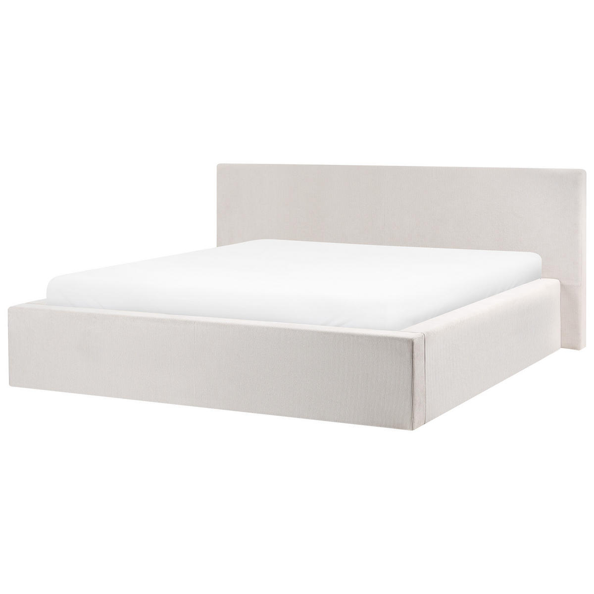 BETT mit Stauraum 180/200 cm Cord Hellbeige Lillebonne - Beige, Textil (180/200cm) - Beliani