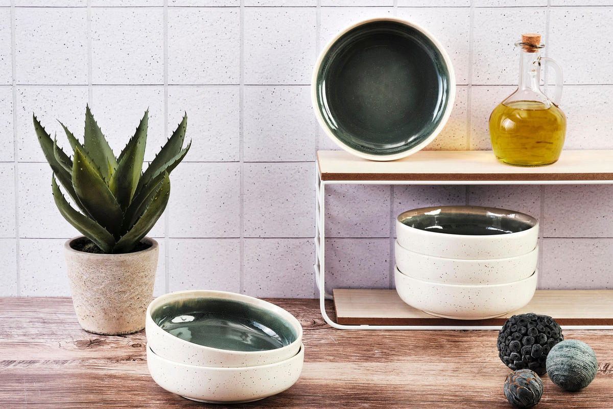 SCHALEN Oxygen Ø17,5cm - 6er-Set - Graugrün - Grün, Keramik (17.5cm) - Björn