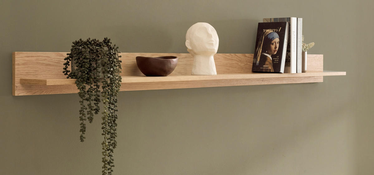 WANDBOARD Eiche, Wandregal 195 cm - Kaschmir/Eichefarben, Holzwerkstoff (195/15/17cm) - Furn.Design