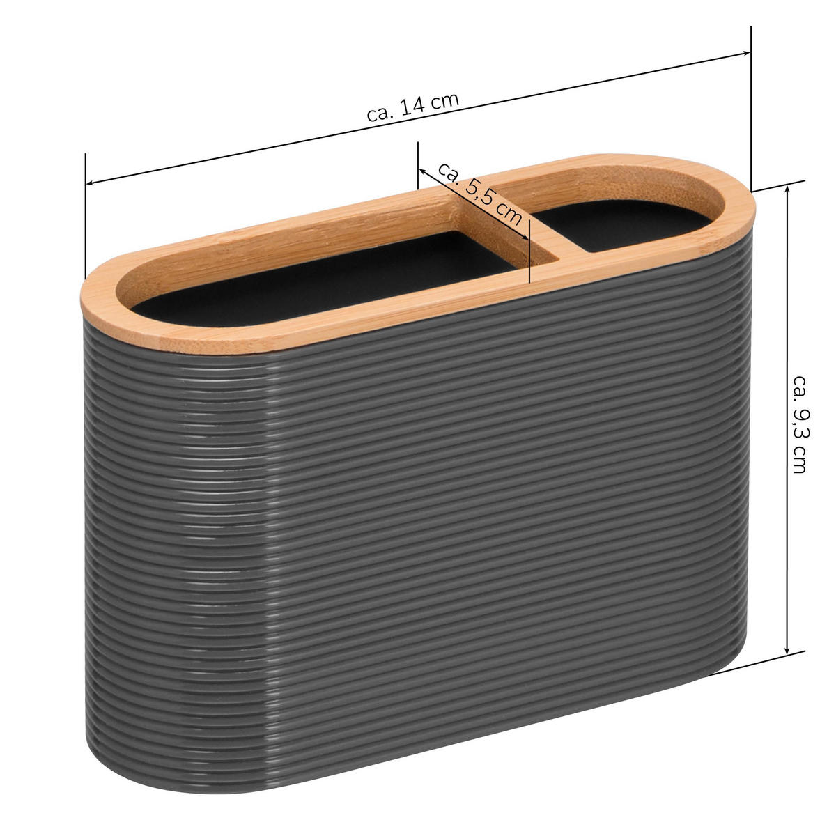 ZAHNBÜRSTENHALTER SEGNO, grau - Grau, Kunststoff (14/9.3/5.5cm) - bremermann