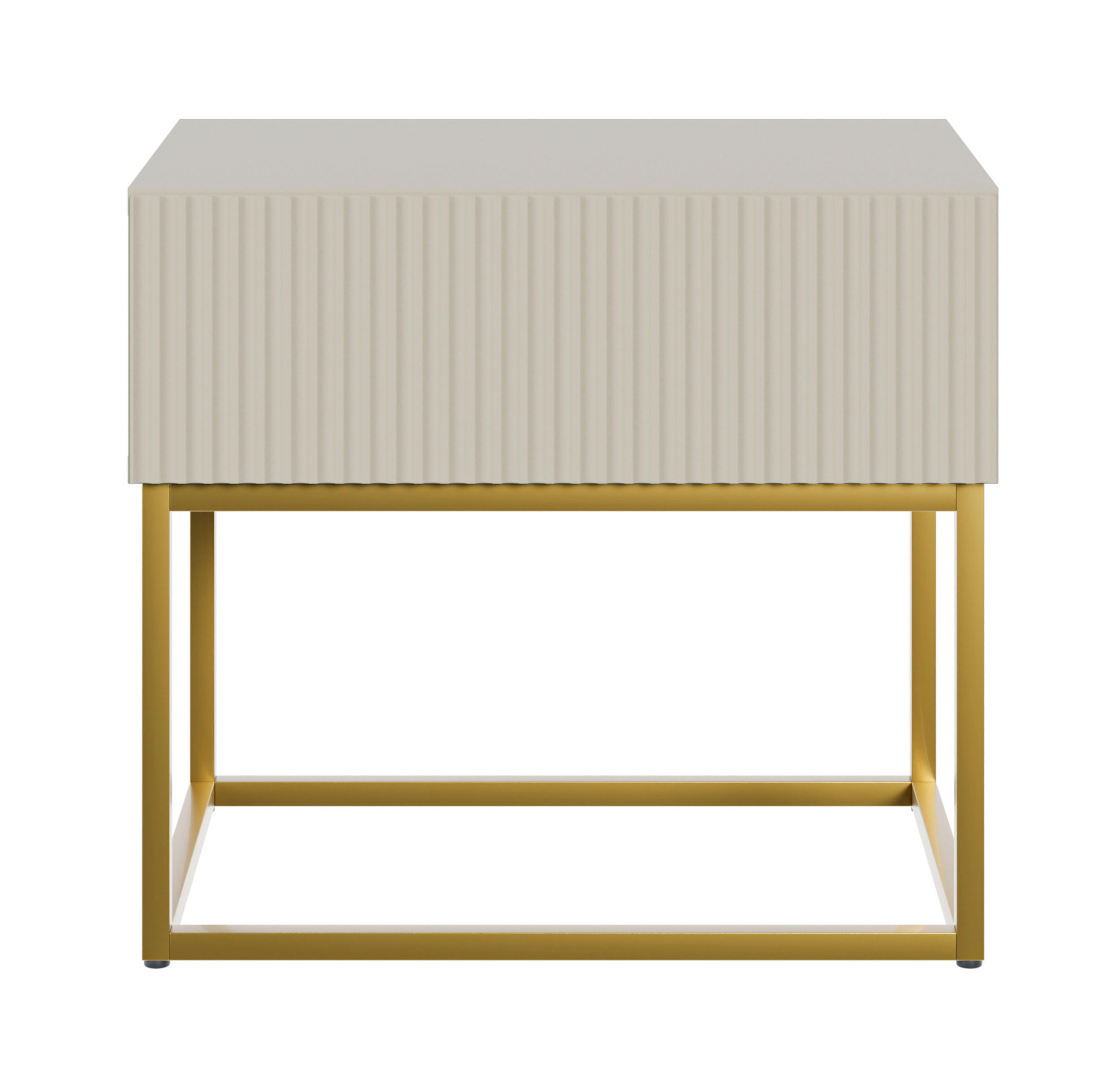 NACHTSCHRANK Veldio Graubeige mit goldenen Metallbeinen 50 cm - Greige/Goldfarben, Holzwerkstoff/Metall (50/44/35.6cm) - Selsey