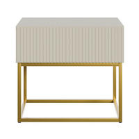 NACHTSCHRANK Veldio Graubeige mit goldenen Metallbeinen 50 cm - Greige/Goldfarben, Holzwerkstoff/Metall (50/44/35.6cm) - Selsey