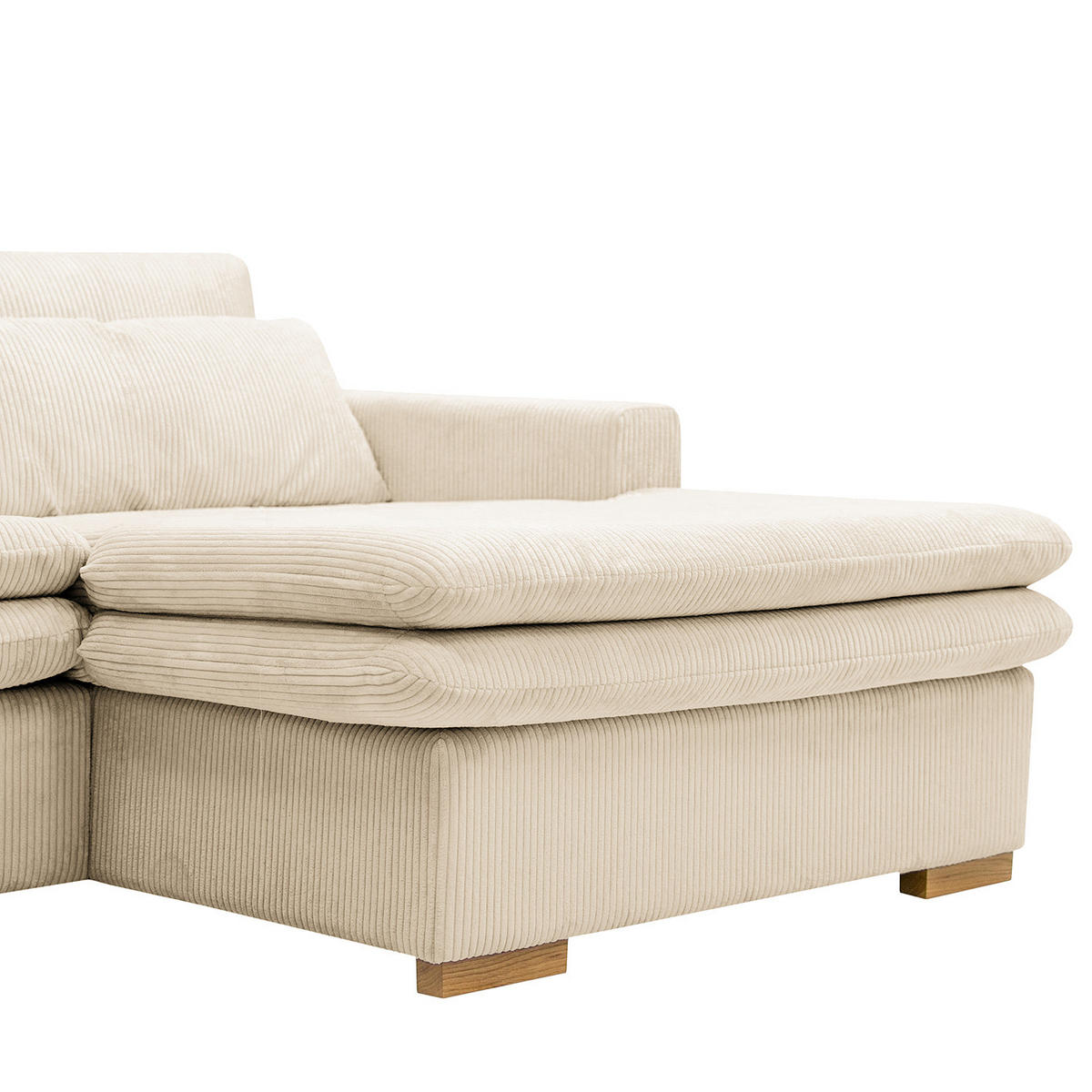 ECKSOFA mit Longchair - Creme, Textil (299/164cm) - home24