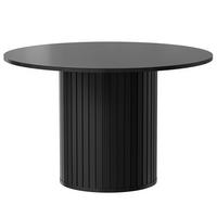 ESSTISCH Zalia mit geriffeltem Säulenfuß, runde Tischplatte 120 cm, im Retro-Stil, Schwarz - Schwarz, Holzwerkstoff (120/120/75cm) - Beautysofa