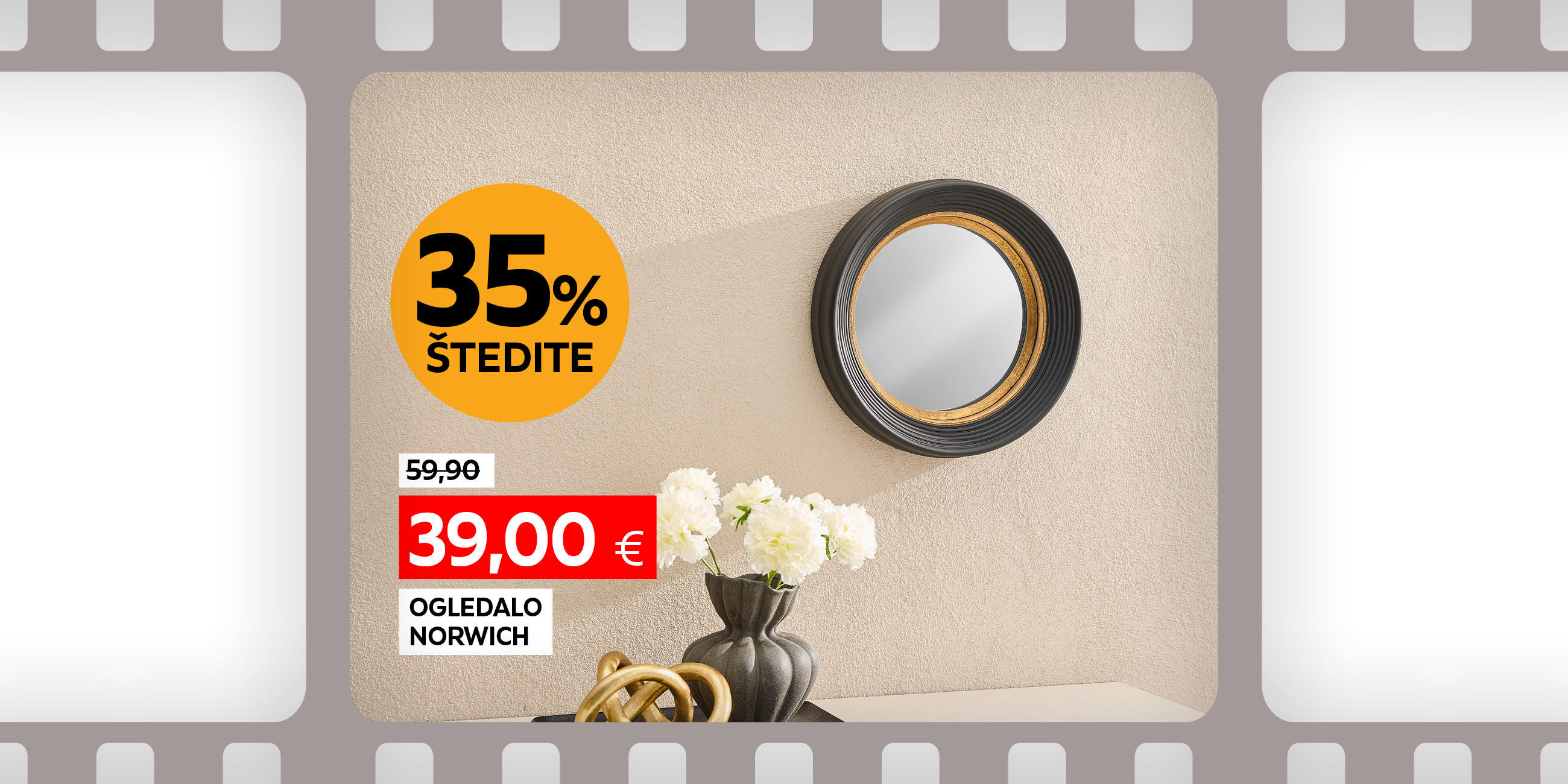 ogledalo Norwich umjesto 59,90 € nova cijena 39,00 € štedite 35%
