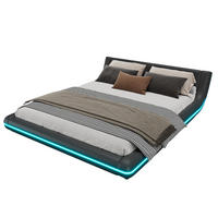BETT 160/200 cm aus PU in Schwarz mit LED-Beleuchtung - Schwarz, Kunststoff (160/200cm) - Flora Grace