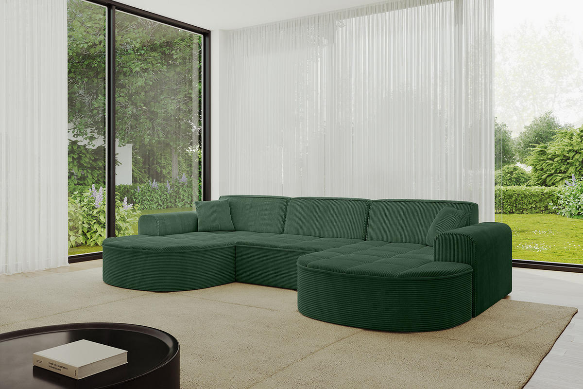 WOHNLANDSCHAFT TARO-U1 - 303x171x79,5 cm Grün - Grün, Holzwerkstoff/Textil (303/79.5/171cm) - ALTDECOR