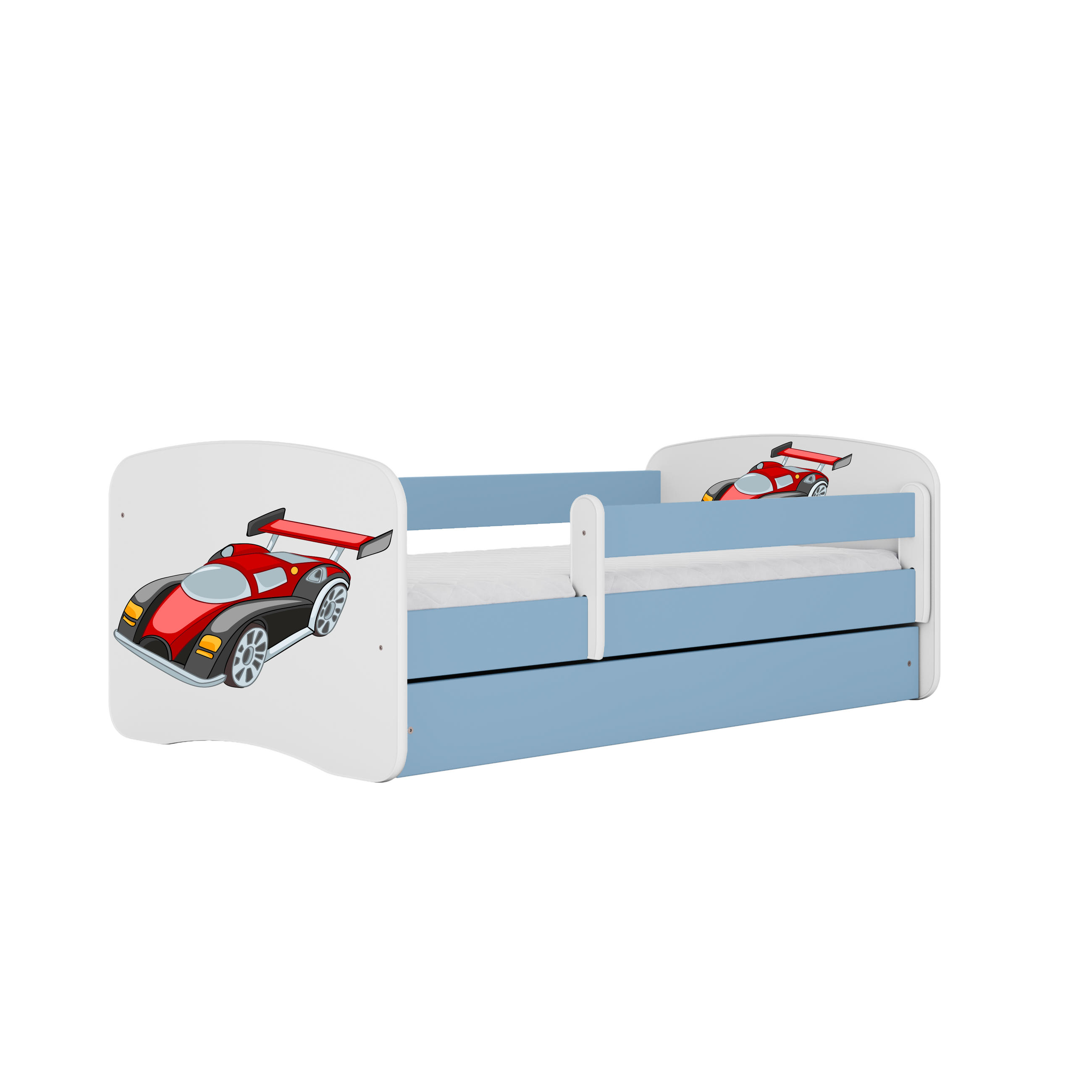 KINDERBETT Rennwagen mit Schublade und Matratze 140/70 - Blau, Holzwerkstoff (70/140cm) - RAUMHIRSCH FURNITURE