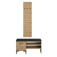 GARDEROBE Nevio Artisan Eiche / schwarz 2-teilig - Schwarz/Eiche Artisan, Holz/Holzwerkstoff (105/200/34cm) - Feldmann-Wohnen
