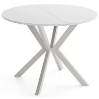 ESSTISCH Valio rund oval ausziehbar verlängerbar mit Metallbeinen in Kaschmir Grau, Weiß 100-140/100/76 cm - Kaschmir/Beige, Holzwerkstoff/Metall (100/140/76cm) - WFL GROUP
