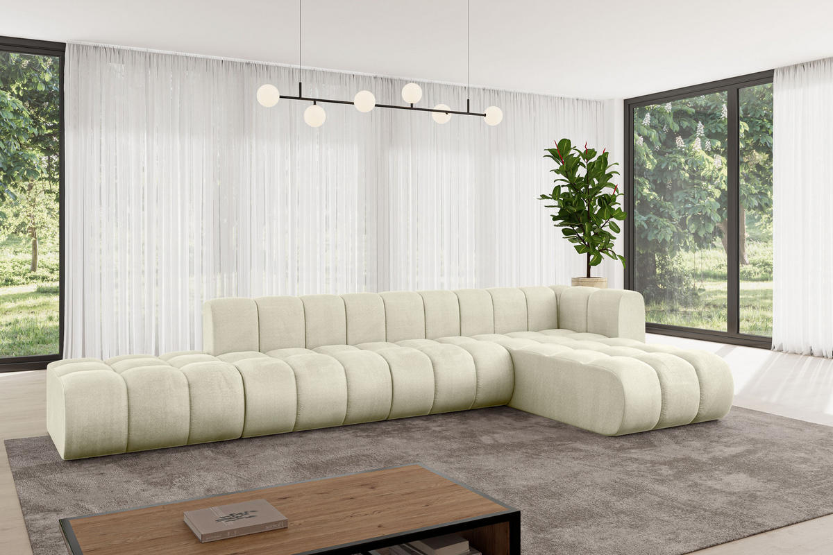 ECKSOFA modulares Sofa Zuvon-L2 - 387x177x70 cm Beige - Beige, Holzwerkstoff/Textil (387/177cm) - ALTDECOR
