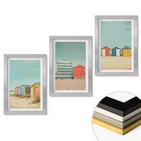 WANDBILDER 3er Set - 20x30 cm Silberner Rahmen - Bunte Häuser, Strand, Sonne - Silberfarben, Kunststoff (20/30cm) - ArtPrintCave
