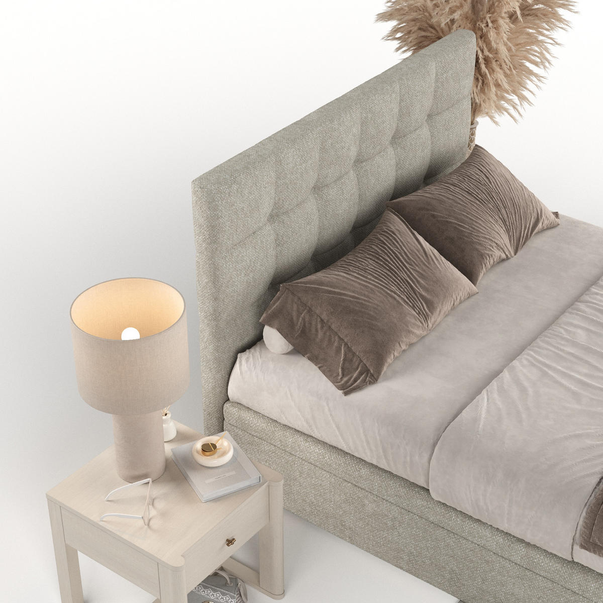 POLSTERBETT Guam mit Stauraum 180/200 cm Beige im Alta Stoff - Beige/Schwarz, Holz/Holzwerkstoff (180/200cm) - AltaBeds