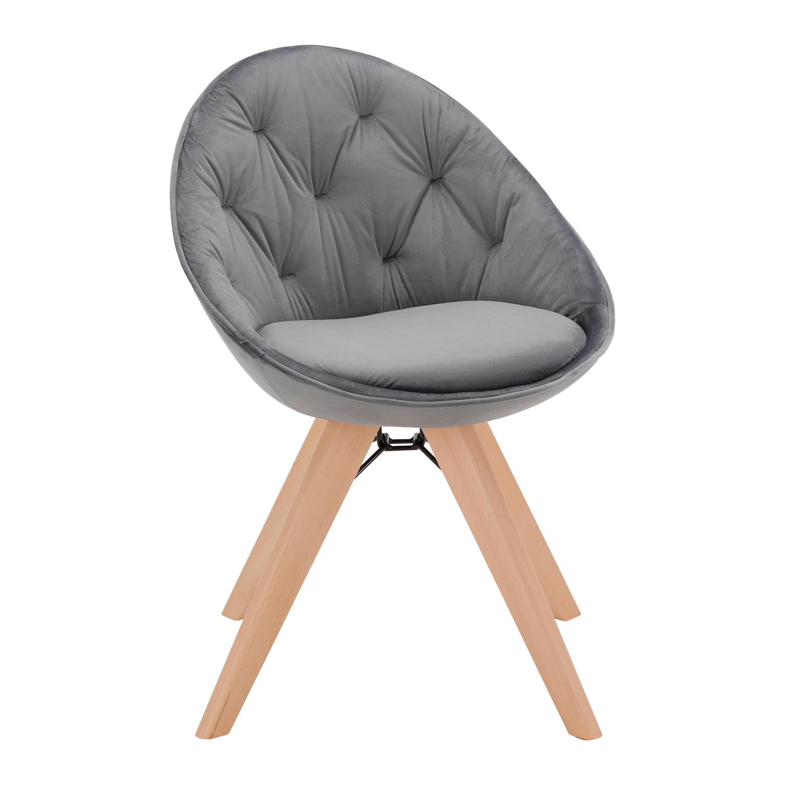 STUHL Daria Grau Samt Drehbar Gepolstert - Dunkelgrau, Holz (57/80.5/59cm) - Bessagi Home