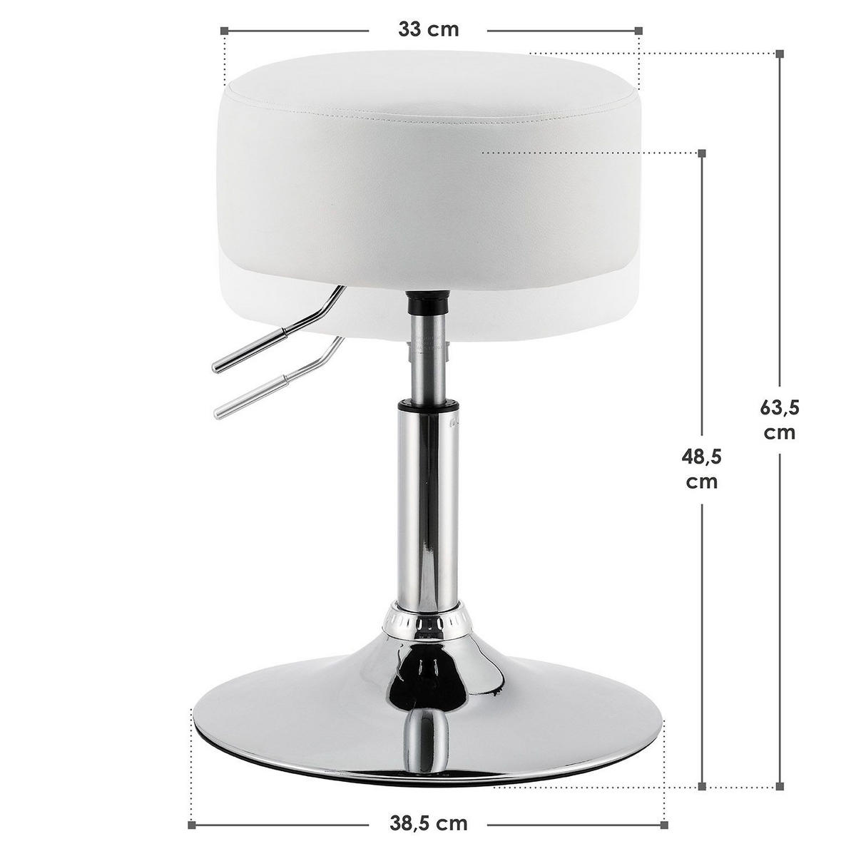 HOCKER Tonia weiß höhenverstellbar ideal für Schminktisch - Weiß, Textil (38.5/64/38.5cm) - Juskys