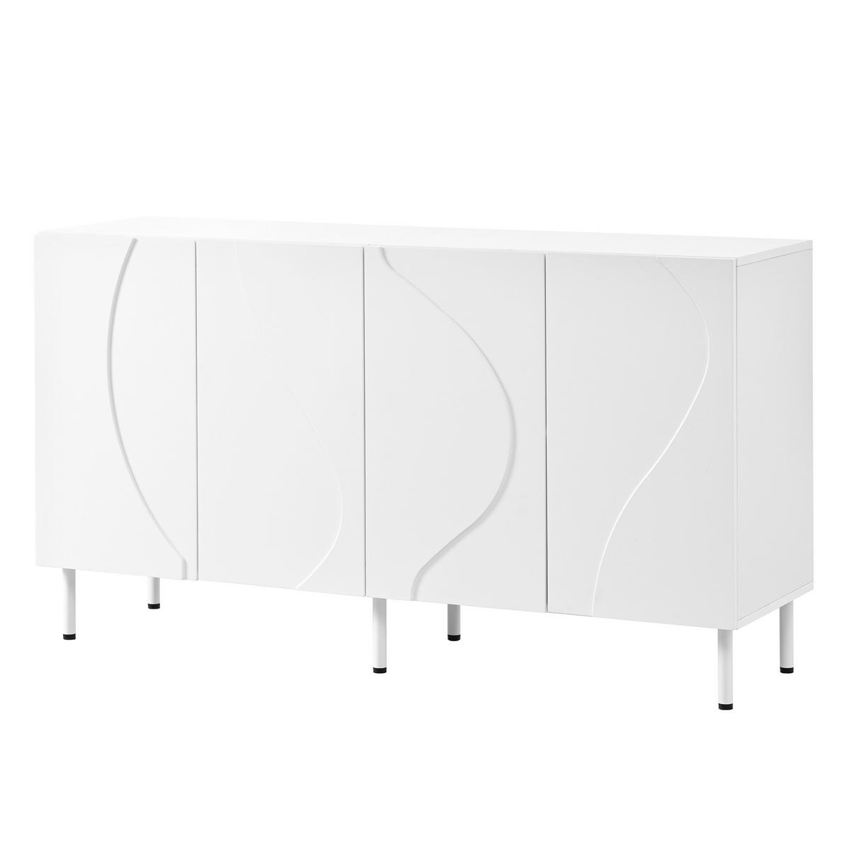 SIDEBOARD 140/40/77,5 cm Weiß aus MDF und PB mit Push-to-Open - Weiß, Holzwerkstoff (140/77.5/40cm) - OKWISH