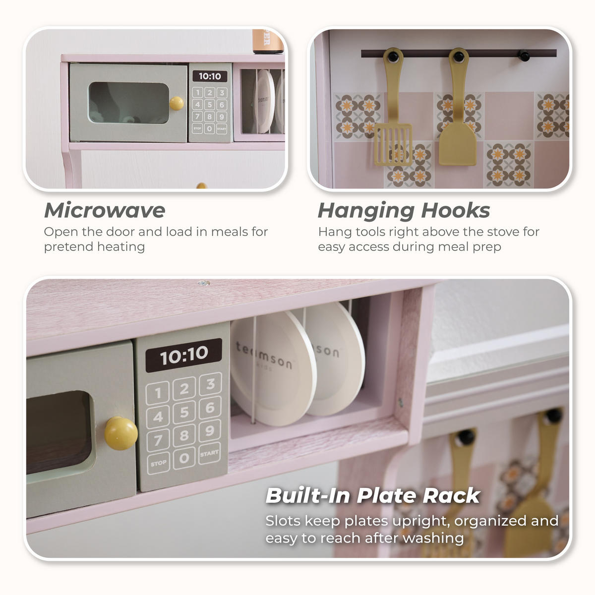 KINDERKUCHE Modulare Holz mit Kühlschrank, 92cm, Grun - Grün, Holzwerkstoff (104/30/92cm) - Teamson Kids