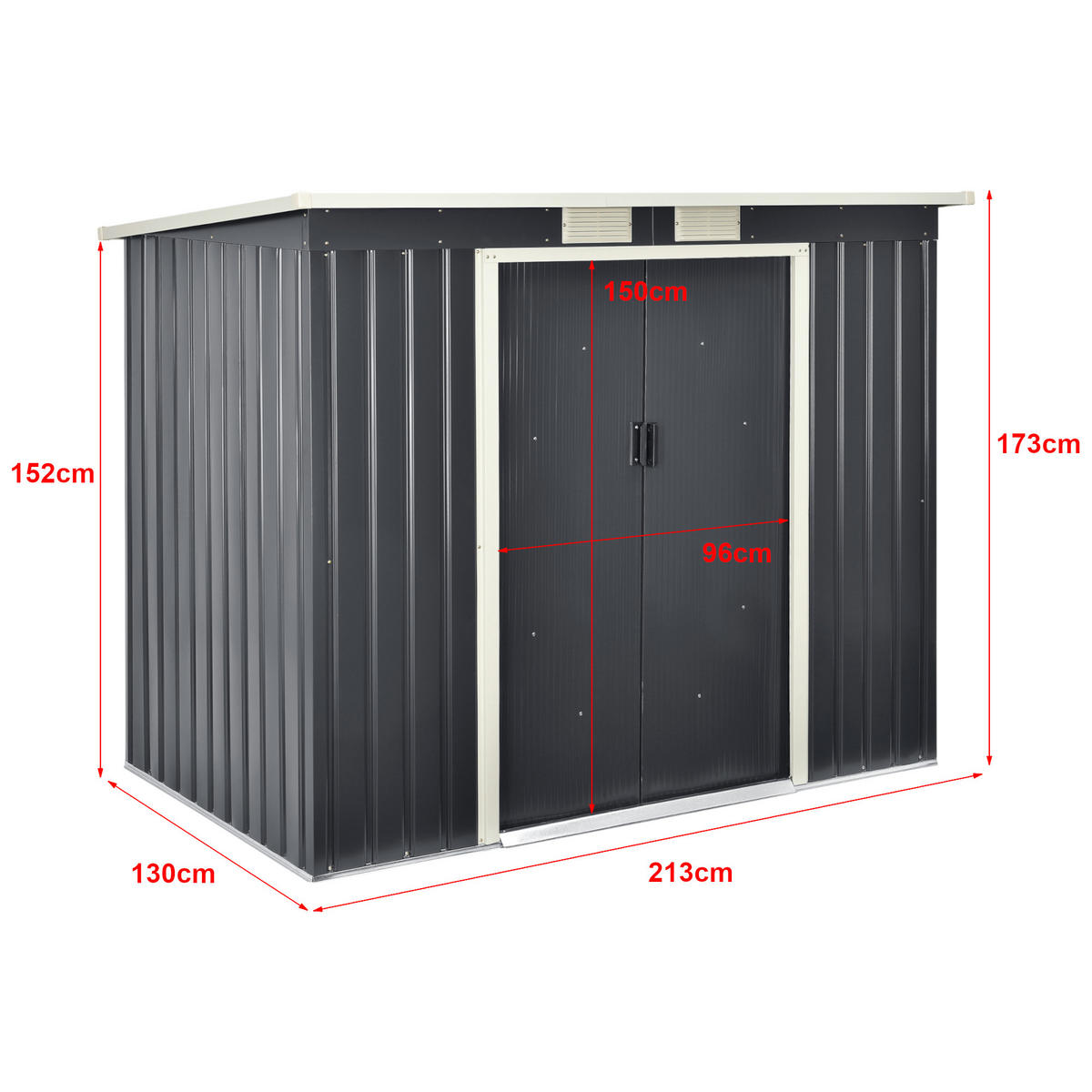 GARTENSCHUPPEN - Dunkelgrau, Metall (213/173/130cm) - [en.casa]