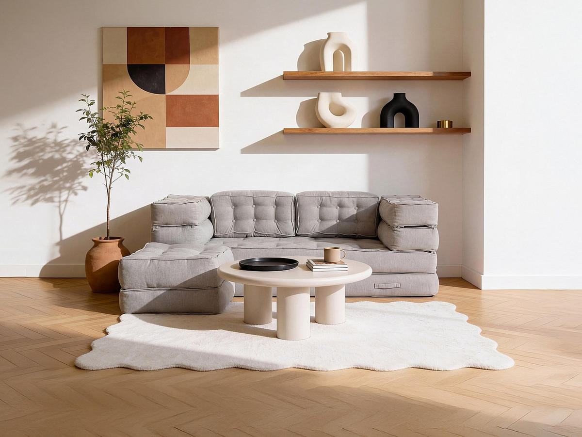 MODULIERBARES Sofa - 2 Personen, 3 Personen, 4 Personen, 5 Personen - stoff - grau Dilako - Grau, Textil (195/90/70cm) - Vente-Unique