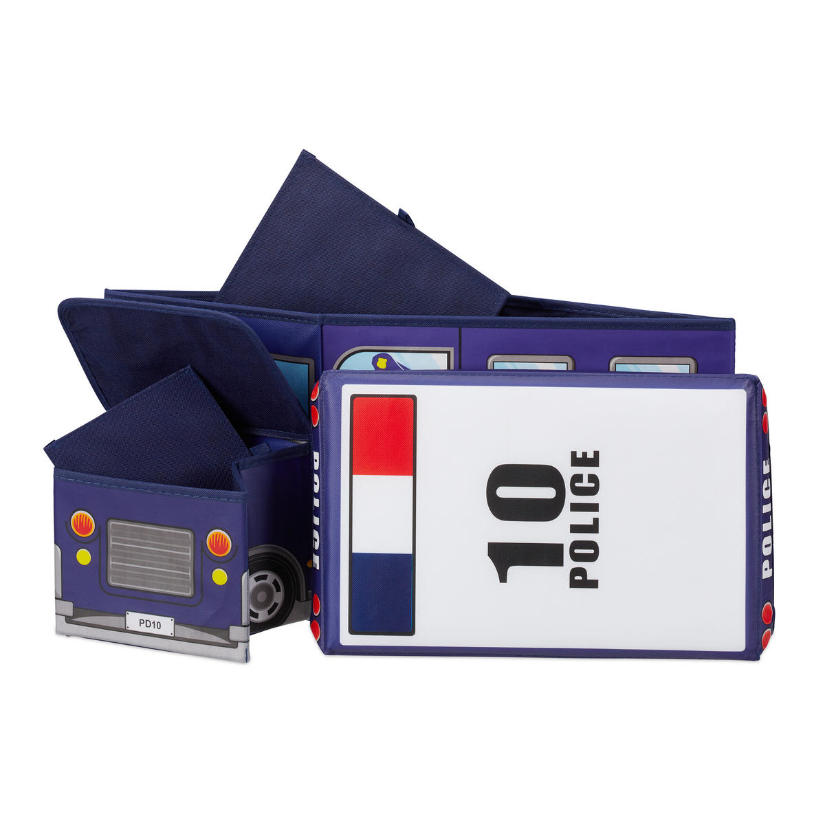 SITZBOX Kinder - Dunkelblau, Holzwerkstoff/Wellpappe (27/33/56cm) - Relaxdays