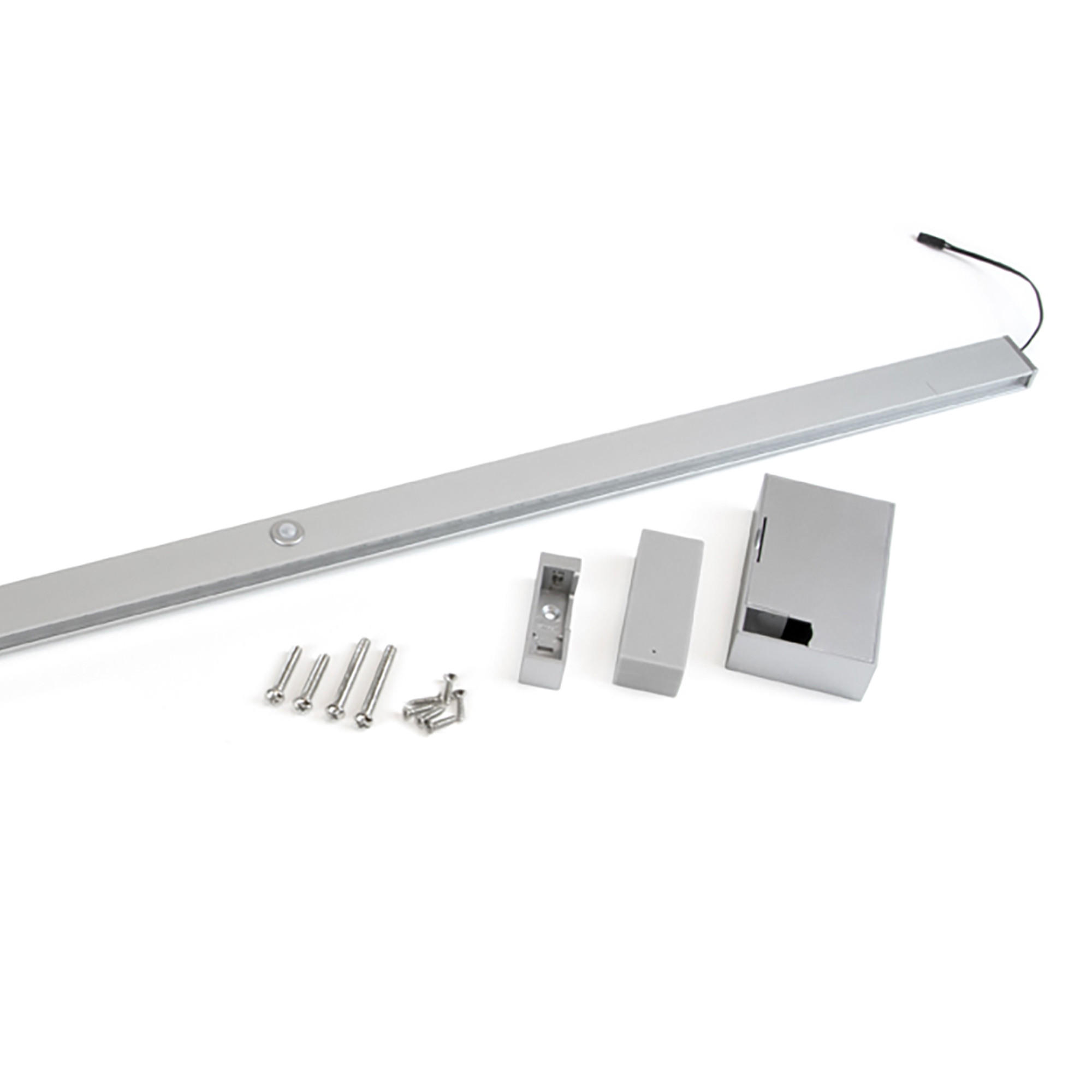 GARDEROBENSTANGE mit LED-Licht Castor, mit abnehmbarer Batterie und Bewegungssensor, L558mm, Kunststoff und Aluminium, Metallic grau - Dunkelgrau, Kunststoff (10.5/7/55.8cm) - EMUCA