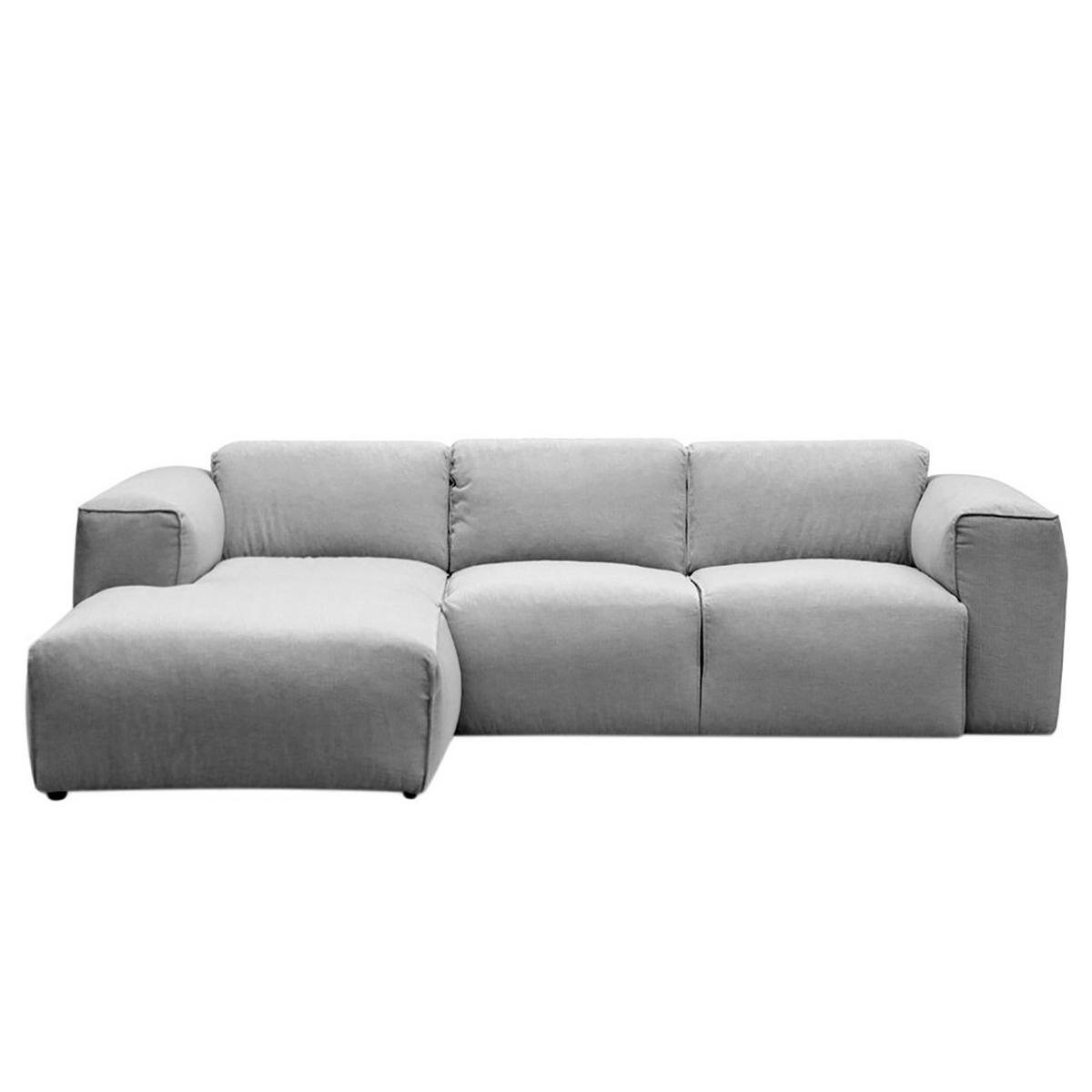 3-SITZER ECKSOFA mit Longchair - Hellgrau/Schwarz, Kunststoff/Textil (251/173cm) - home24