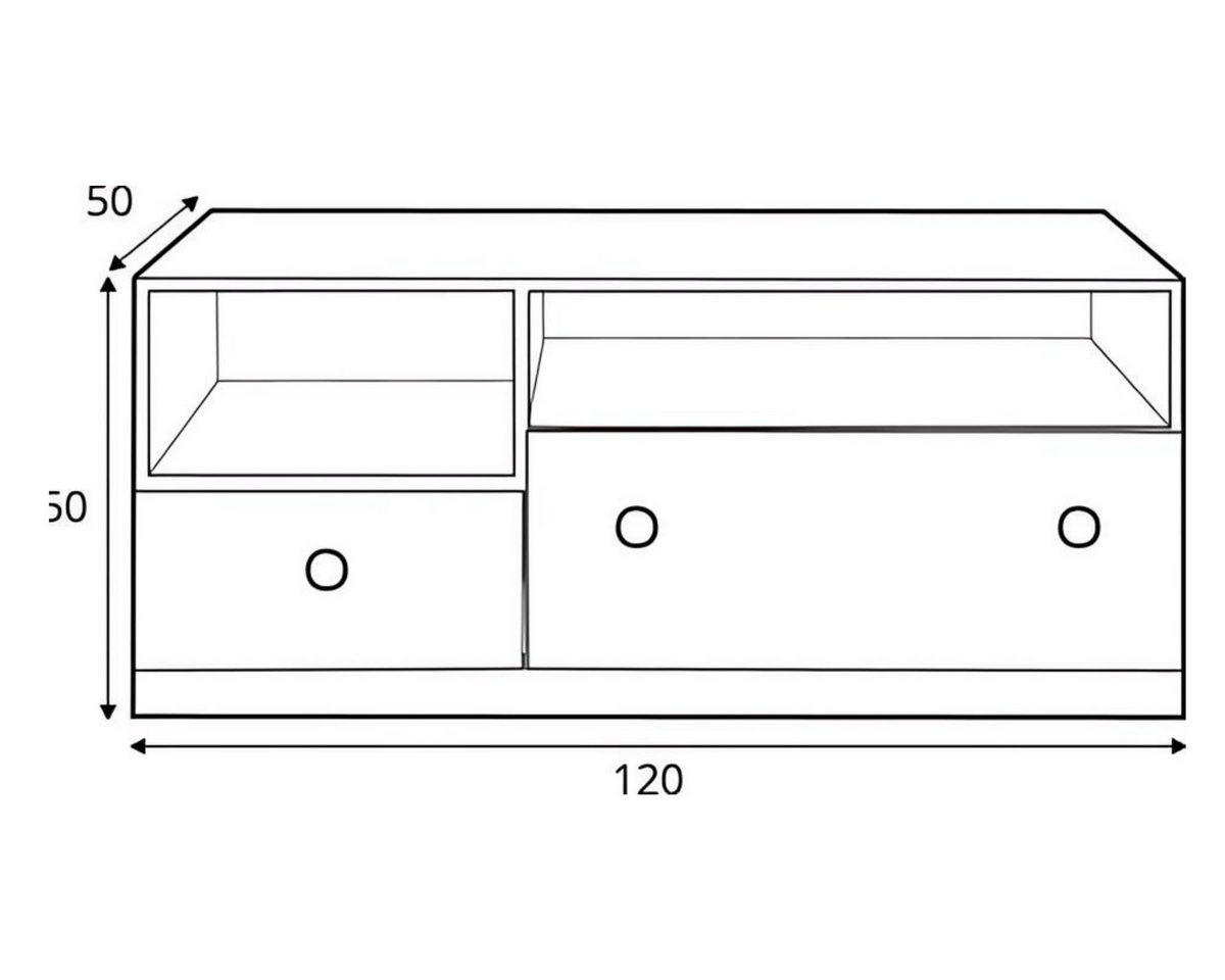 TV-LOWBOARD POKO 11 120/50/50 cm in Biskuiteiche / Weiß Lux / Grau - Eichefarben/Weiß, Holzwerkstoff (120/50/50cm) - Deine Möbel 24