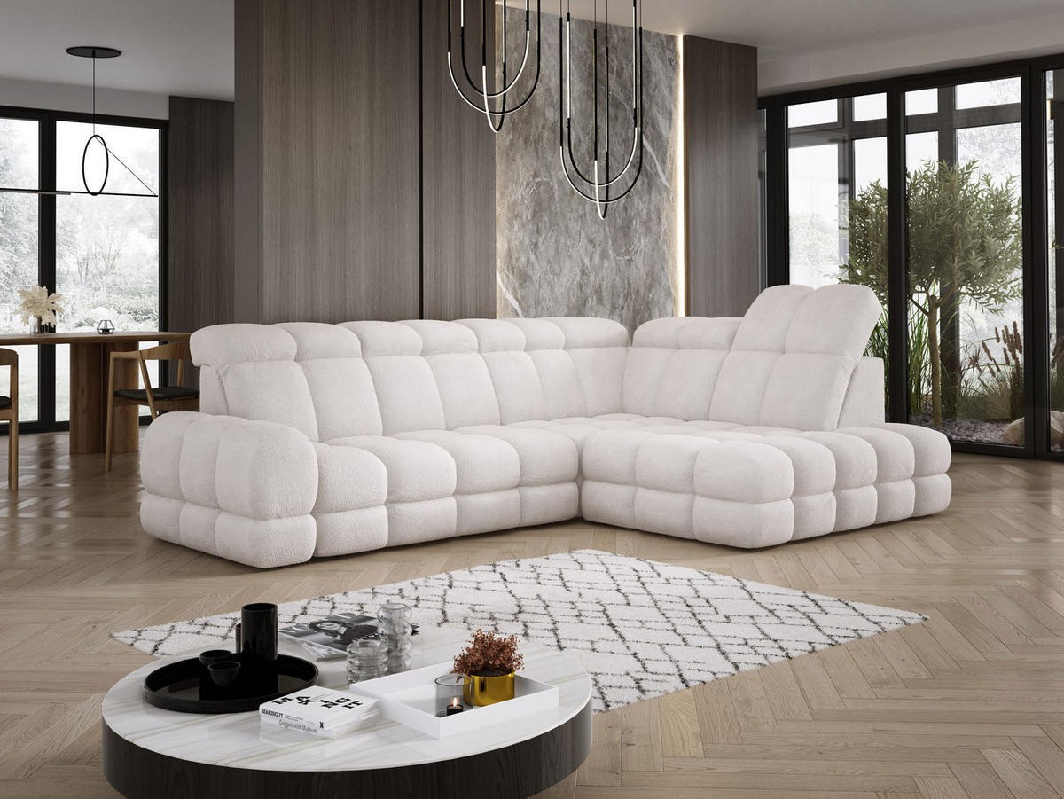 ECKSOFA TOLLO Anthology-stoff L-form 302x217x105 cm weiss - Kaschmir, Holz/Textil (217/302cm) - DomoHome