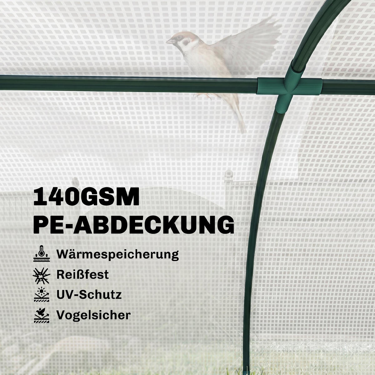 GEWÄCHSHAUS, 200L x 80B x 45H cm - Weiß, Metall (80/45/200cm) - Outsunny