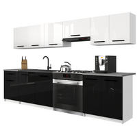 KUCHYNSKÁ linka Italia 2 240 cm, s pracovnou doskou, bielo-čierny vysoký lesk - biela/čierna s vysokým leskom, drevo (240/143/60cm) - B BELINI GROUP