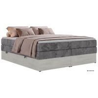 BOXSPRINGBETT NORDIC ZERO KING 200/200 - Grau Cord - Topper T25 - H4 - Schwarz/Grau, Kunststoff/Textil (200/200cm) - MKS