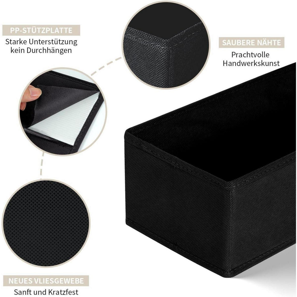 SCHUBLADEN Organizer 7er Set Schwarz - Schwarz, Textil (28/12/28cm)